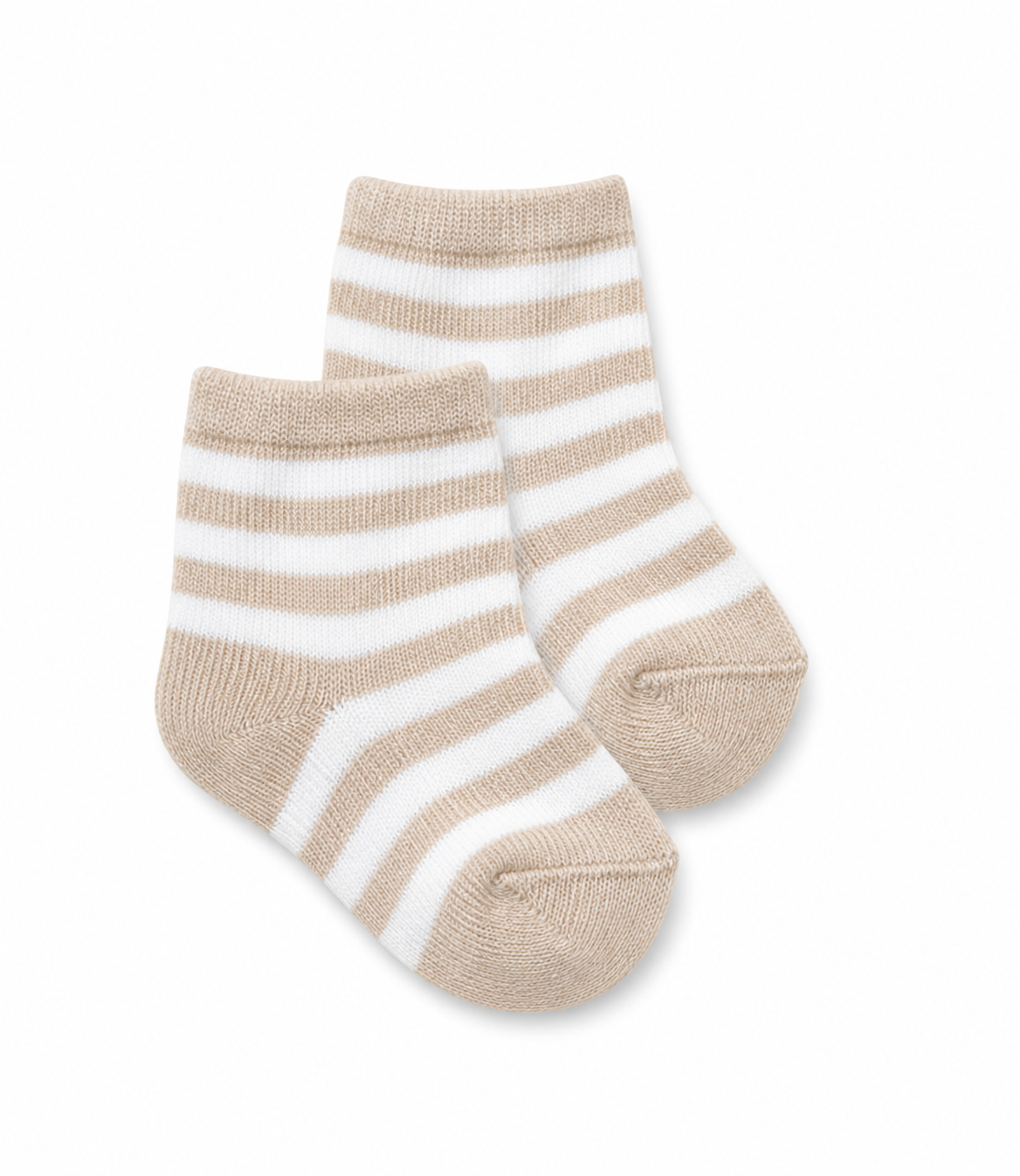 Pair of beige and white striped socks