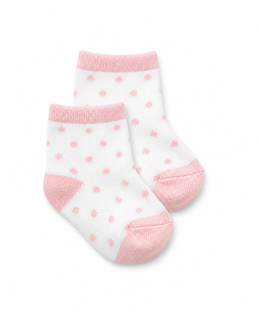 White socks with pink polka dots and trim 